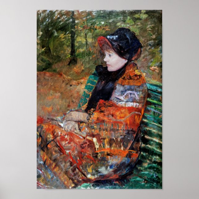 Woman Sitting on the Bench, Mary Cassatt Poster (Front)