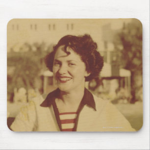Woman Sitting Outside Mouse Mat