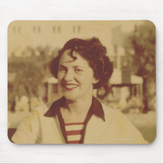 Woman Sitting Outside Mouse Mat