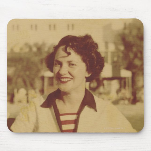 Woman Sitting Outside Mouse Mat (Front)