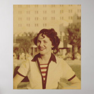 Woman Sitting Outside Poster