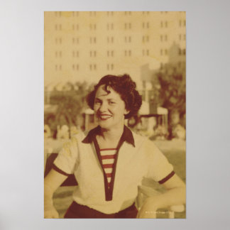 Woman Sitting Outside Poster