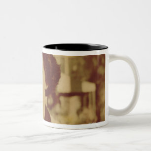 Woman Sitting Outside Two-Tone Coffee Mug