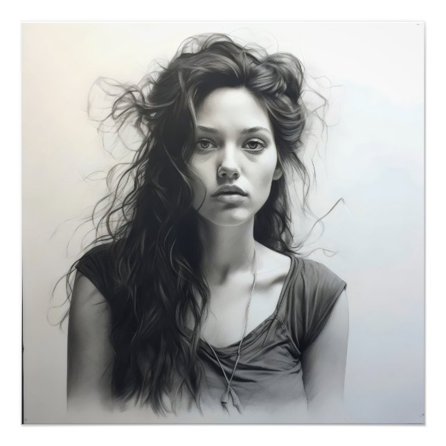 Woman Sketch Photo Print (Front)
