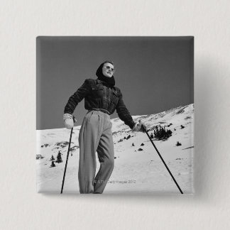 Woman Skier 15 Cm Square Badge