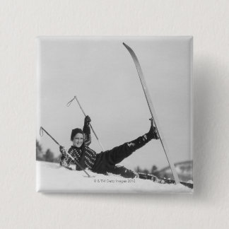 Woman Skier 2 15 Cm Square Badge