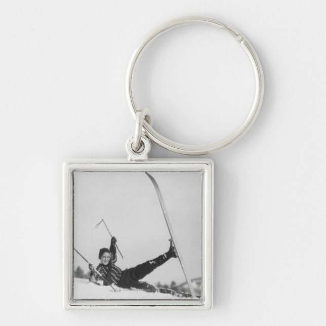 Woman Skier 2 Key Ring (Front)