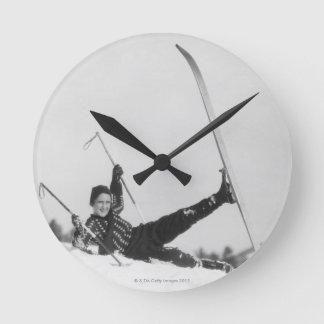 Woman Skier 2 Round Clock