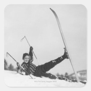 Woman Skier 2 Square Sticker