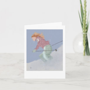 Woman Skier Art Card