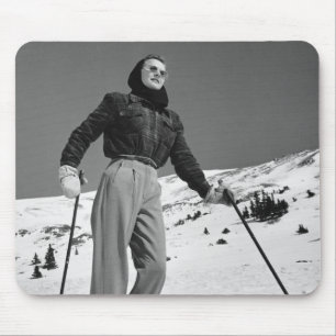 Woman Skier Mouse Mat