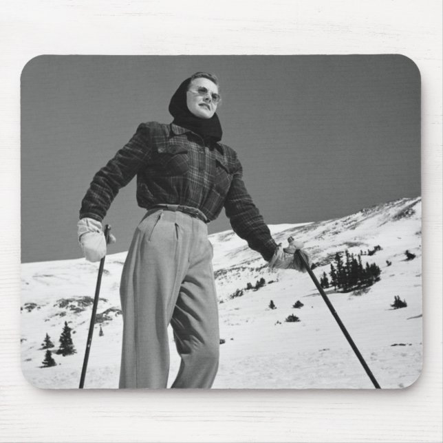 Woman Skier Mouse Mat (Front)