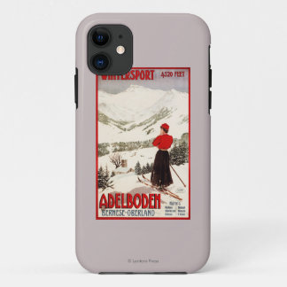 Woman Skier Overlooking Adelboden Poster iPhone 11 Case