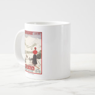 Woman Skier Overlooking Adelboden Poster Large Coffee Mug