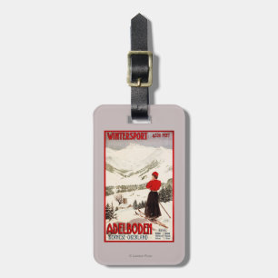 Woman Skier Overlooking Adelboden Poster Luggage Tag