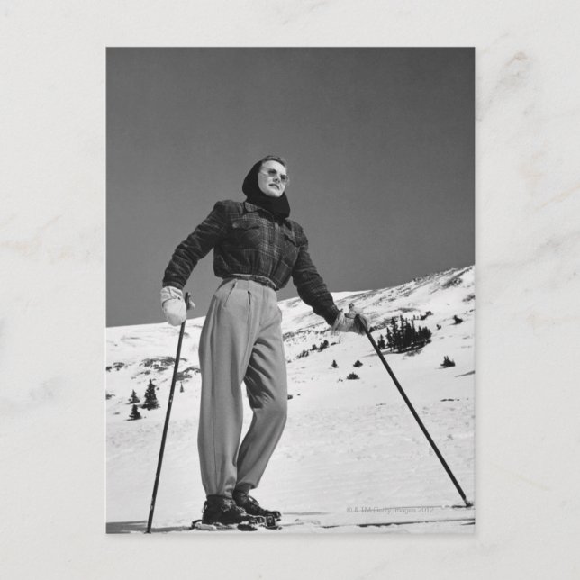 Woman Skier Postcard (Front)