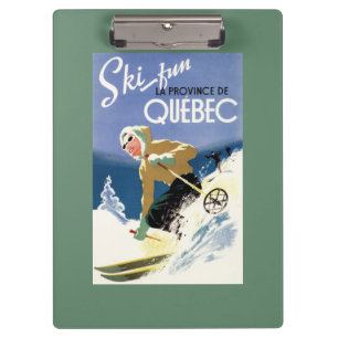 Woman Skiing - Both English and French Poster Clipboard