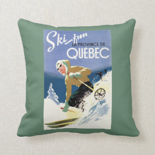 Woman Skiing - Both English and French Poster Cushion