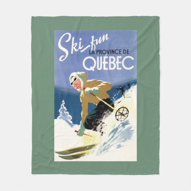 Woman Skiing - Both English and French Poster Fleece Blanket (Front)