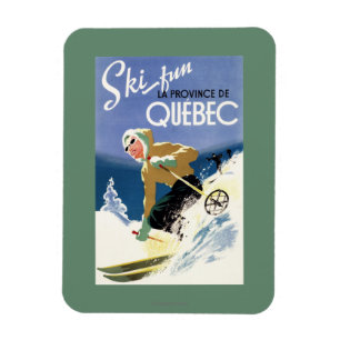 Woman Skiing - Both English and French Poster Magnet