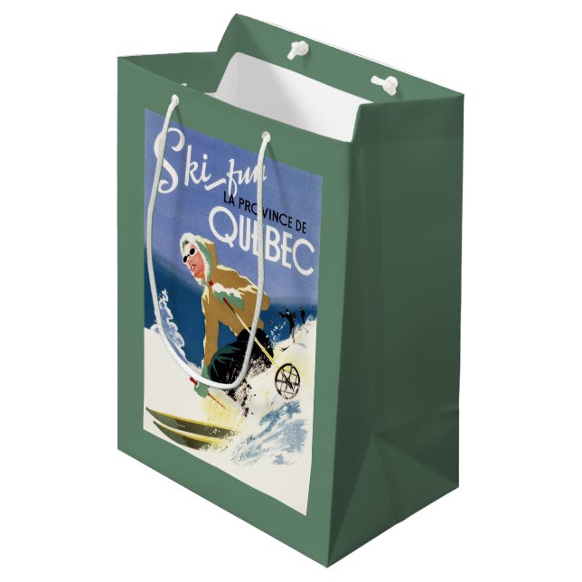 Woman Skiing - Both English and French Poster Medium Gift Bag (Front Angled)
