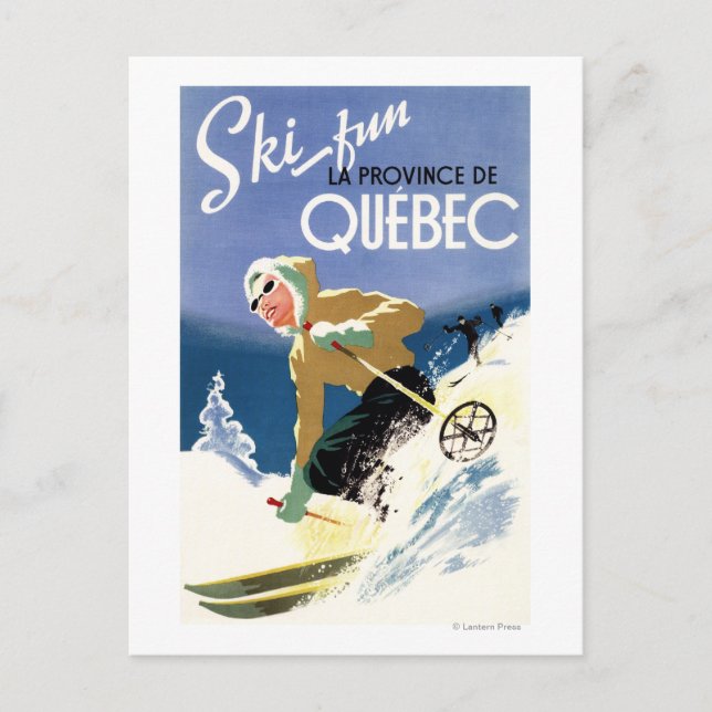 Woman Skiing - Both English and French Poster Postcard (Front)