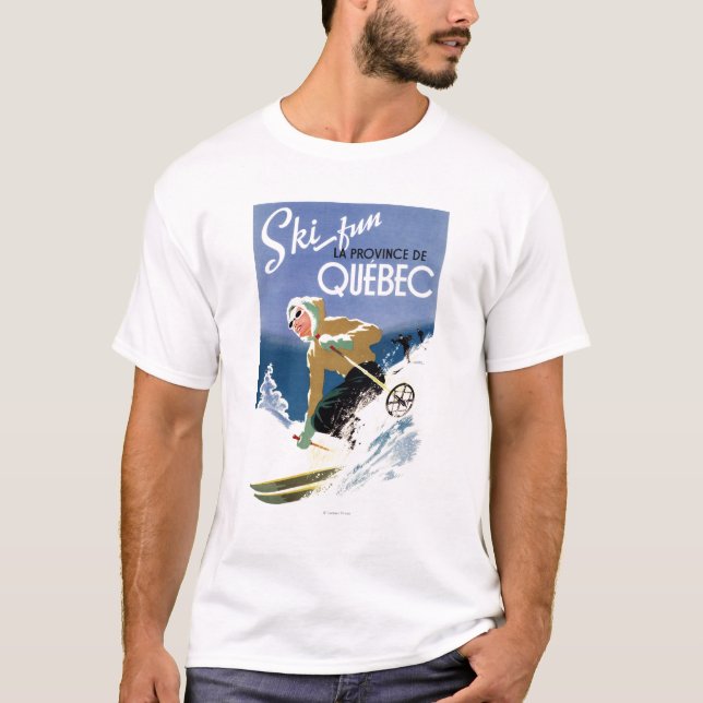 Woman Skiing - Both English and French Poster T-Shirt (Front)