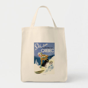 Woman Skiing - Both English and French Poster Tote Bag