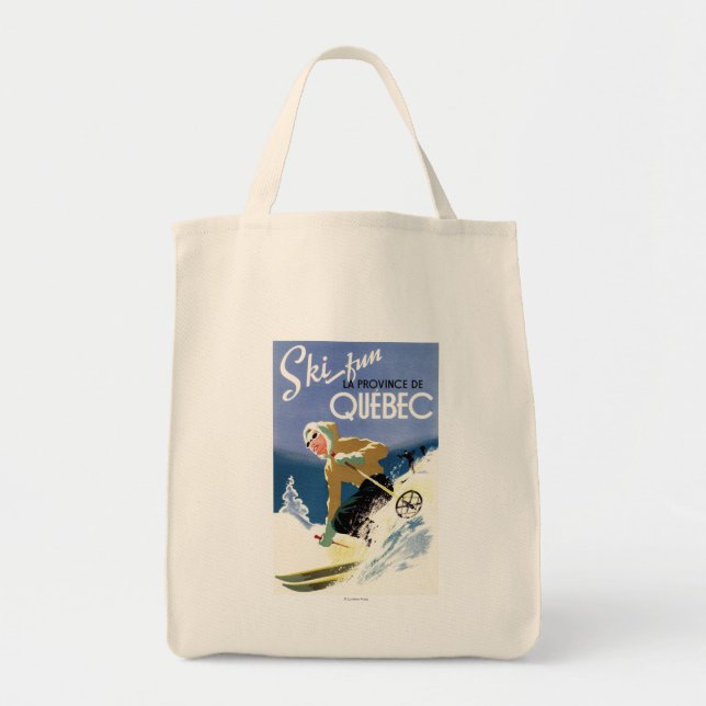 Woman Skiing - Both English and French Poster Tote Bag (Front)