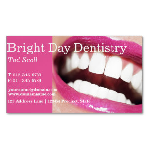 Woman smile. Teeth whitening. Dental care. Dentist Magnetic Business Card