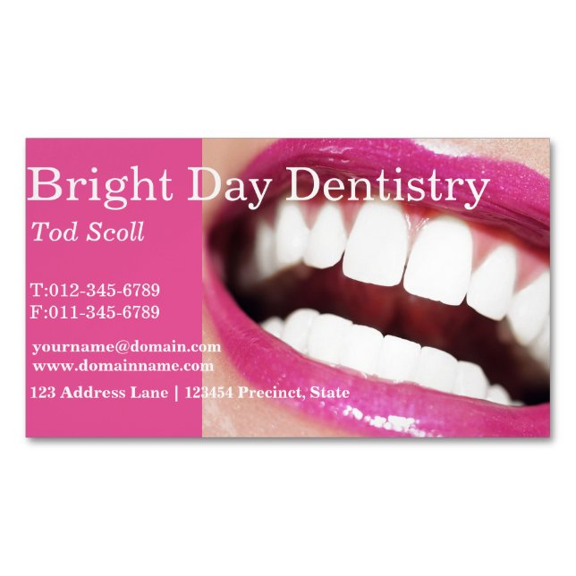 Woman smile. Teeth whitening. Dental care. Dentist Magnetic Business Card (Front)