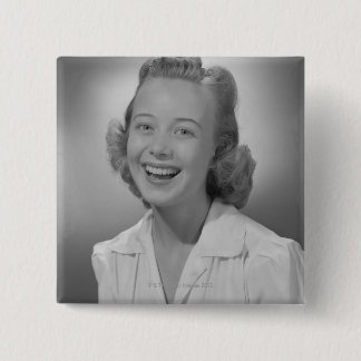 Woman Smiling 15 Cm Square Badge