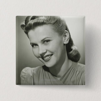 Woman Smiling 2 15 Cm Square Badge
