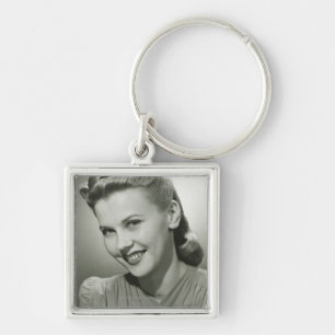 Woman Smiling 2 Key Ring