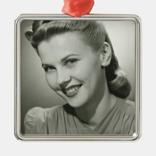 Woman Smiling 2 Metal Tree Decoration