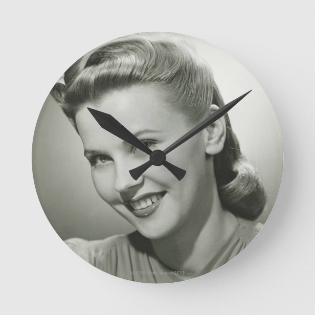 Woman Smiling 2 Round Clock (Front)
