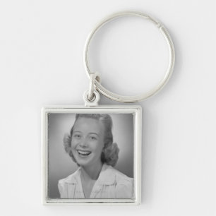 Woman Smiling Key Ring