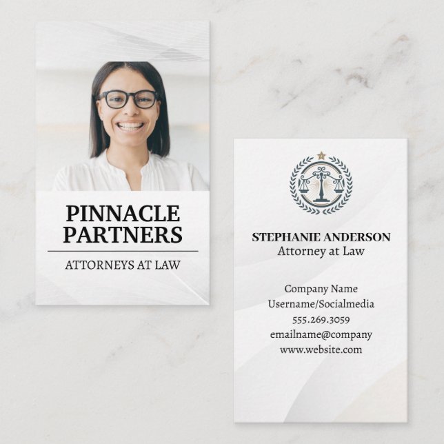 Woman Smiling | Law Justice Logo Business Card (Front/Back)