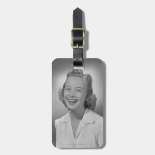 Woman Smiling Luggage Tag