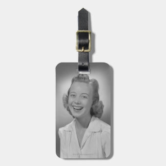 Woman Smiling Luggage Tag