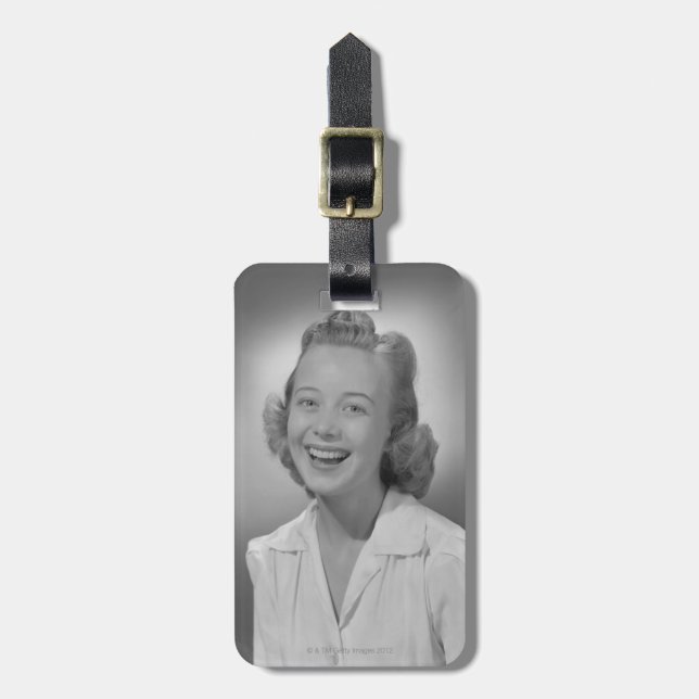 Woman Smiling Luggage Tag (Front Vertical)