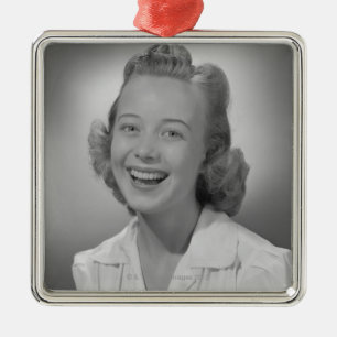 Woman Smiling Metal Tree Decoration