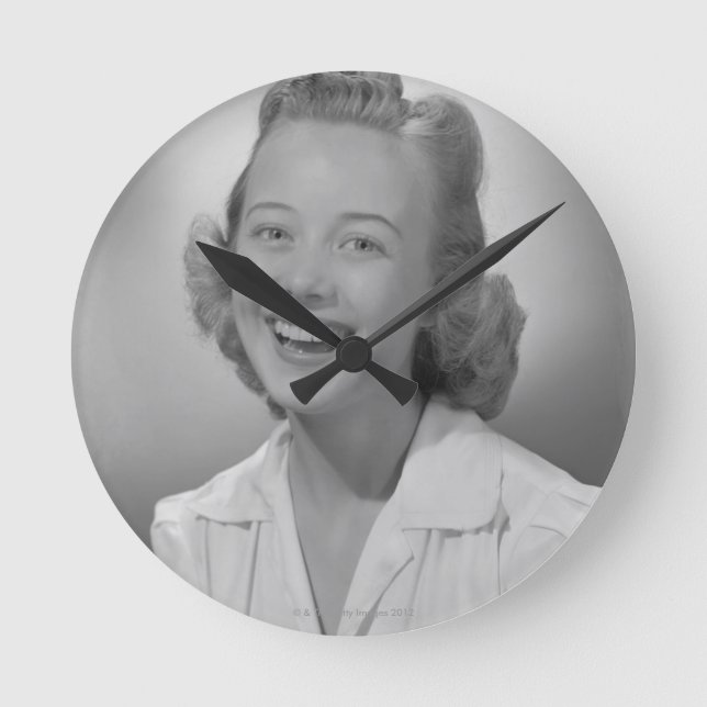 Woman Smiling Round Clock (Front)