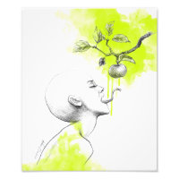 Woman Snake tongue Apple Green splash Surreal art