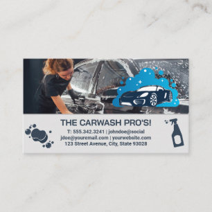 Woman Soaping Car Auto Cleaning Services Business Card