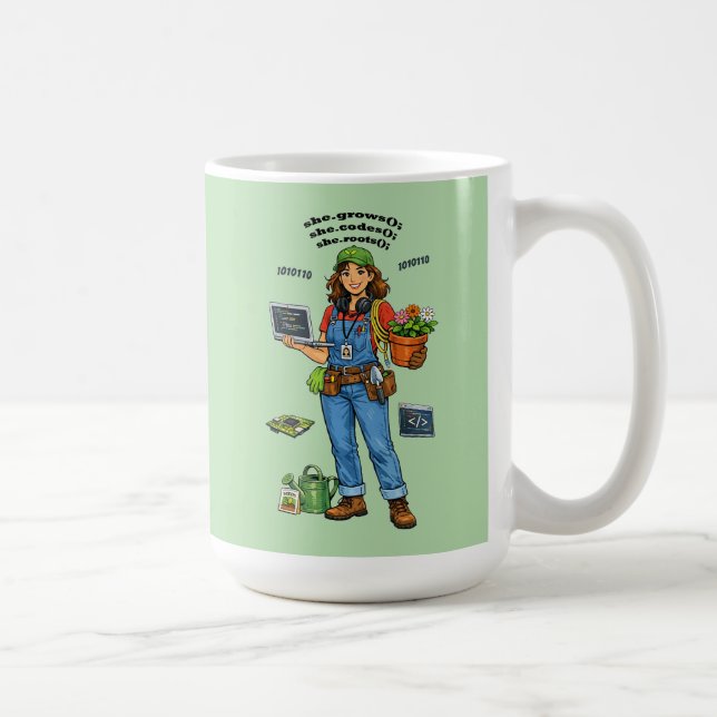 Woman Software Engineer Whose Hobby is Gardening Coffee Mug (Right)