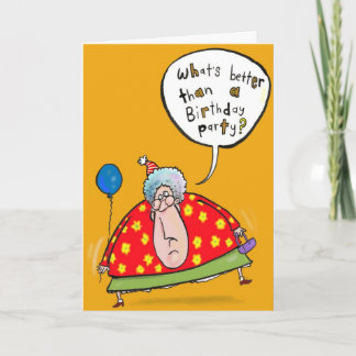 Woman Spokesperson with Balloon and Birthday hat. Card