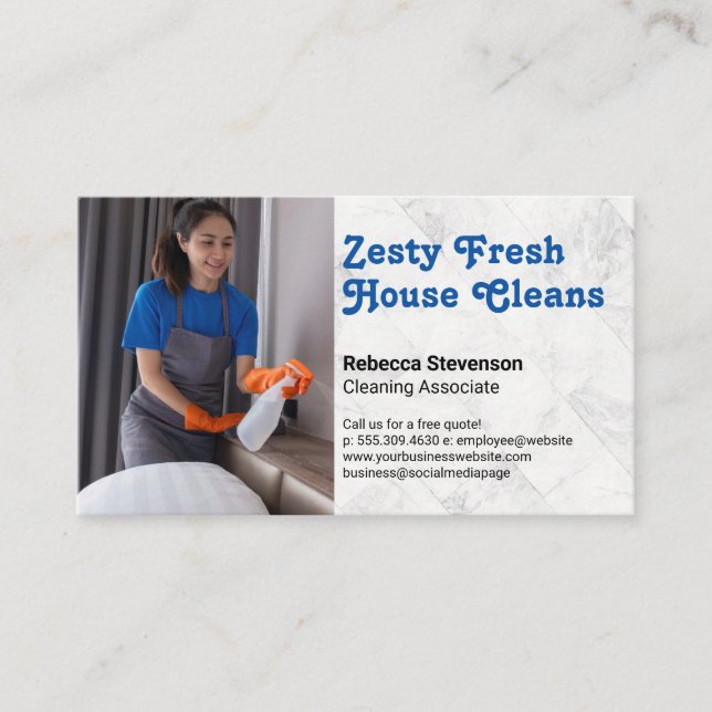 Woman Spray Cleaning | Maid Business Card (Front)