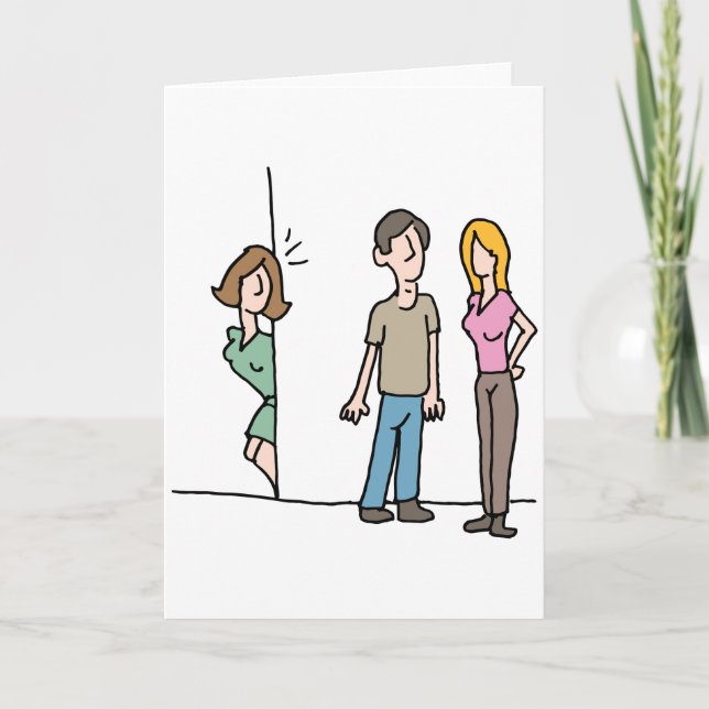 Woman spying on boyfriend card (Front)