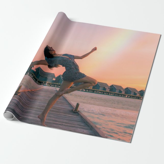 Woman standing on dock wrapping paper (Unrolled)